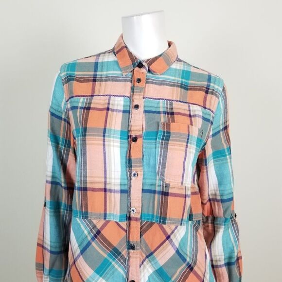 Holding Horses Anthro Plaid Button Down Tunic Top - Picture 2 of 6